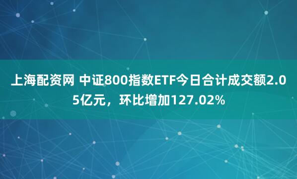 上海配资网 中证800指数ETF今日合计成交额2.05亿元，环比增加127.02%