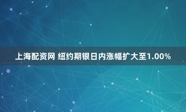 上海配资网 纽约期银日内涨幅扩大至1.00%